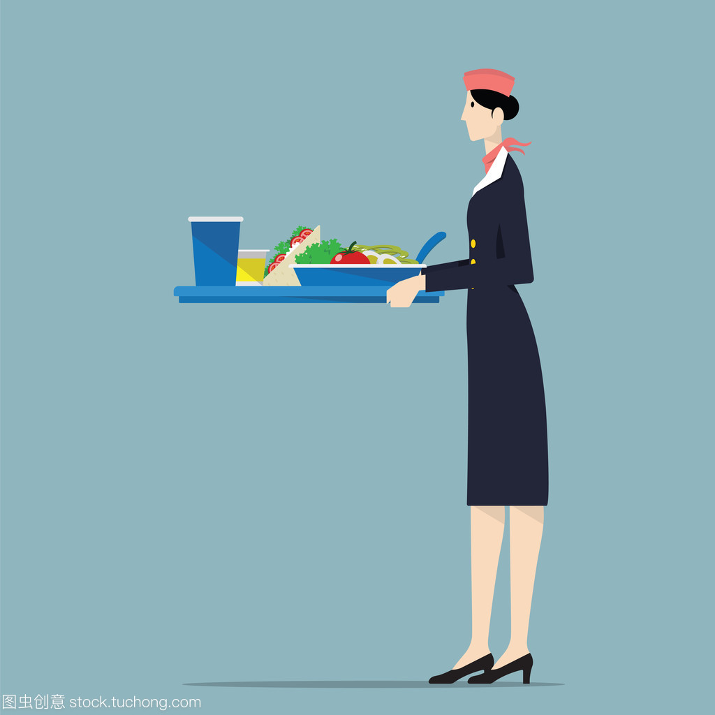 航空公司的女主人服务食品